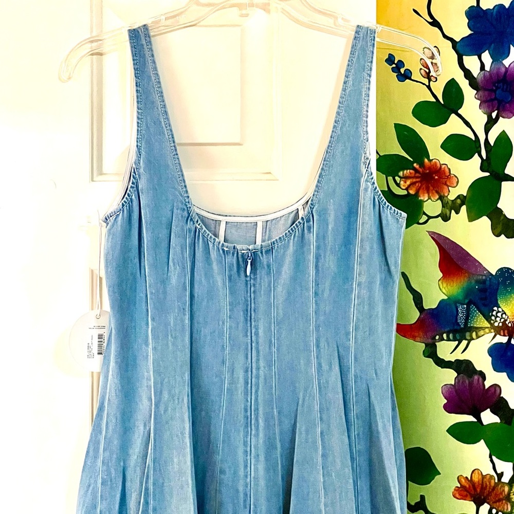NWOT Staud Wells Midi Dress Light Wash Denim 🌟Rare Find🌟 - Picture 14 of 16